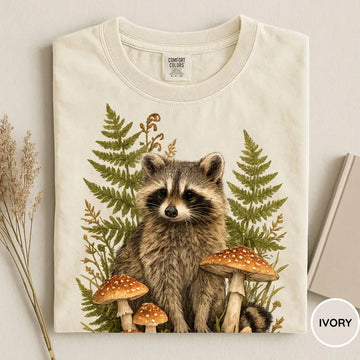 Raccoon Mushroom Shirt, Woodland Animal Tee