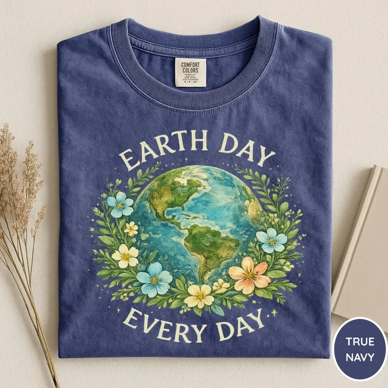 Earth Day Every Day Shirt, Botanical Earth Tee
