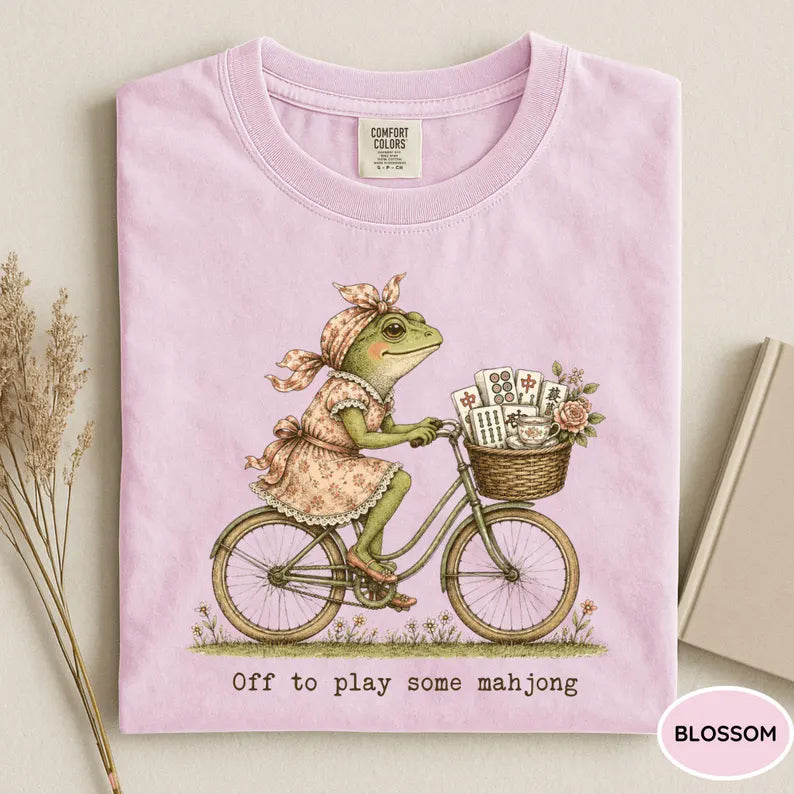 Off To Play Mahjong Frog Shirt, Funny Mahjong Shirt