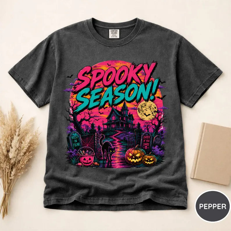 Spooky Season Shirt, Neon 80s Halloween